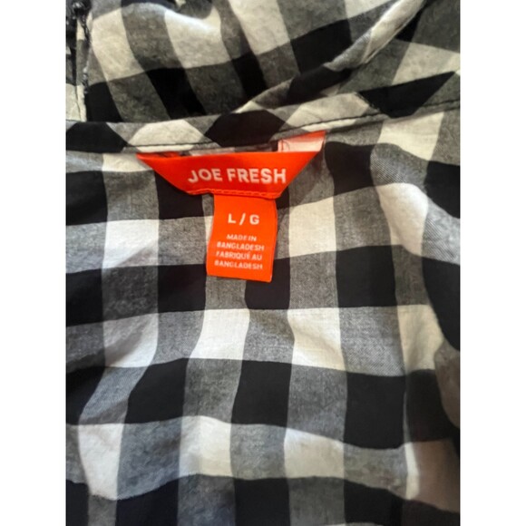 Joe Fresh Embroidered Black & White Checkered V Neck, Size L/G - Picture 5 of 7